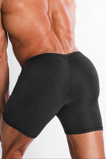 JJ Malibu Men's Lustrous Scrunch-Butt 4.5" Bike Shorts - Onyx Black