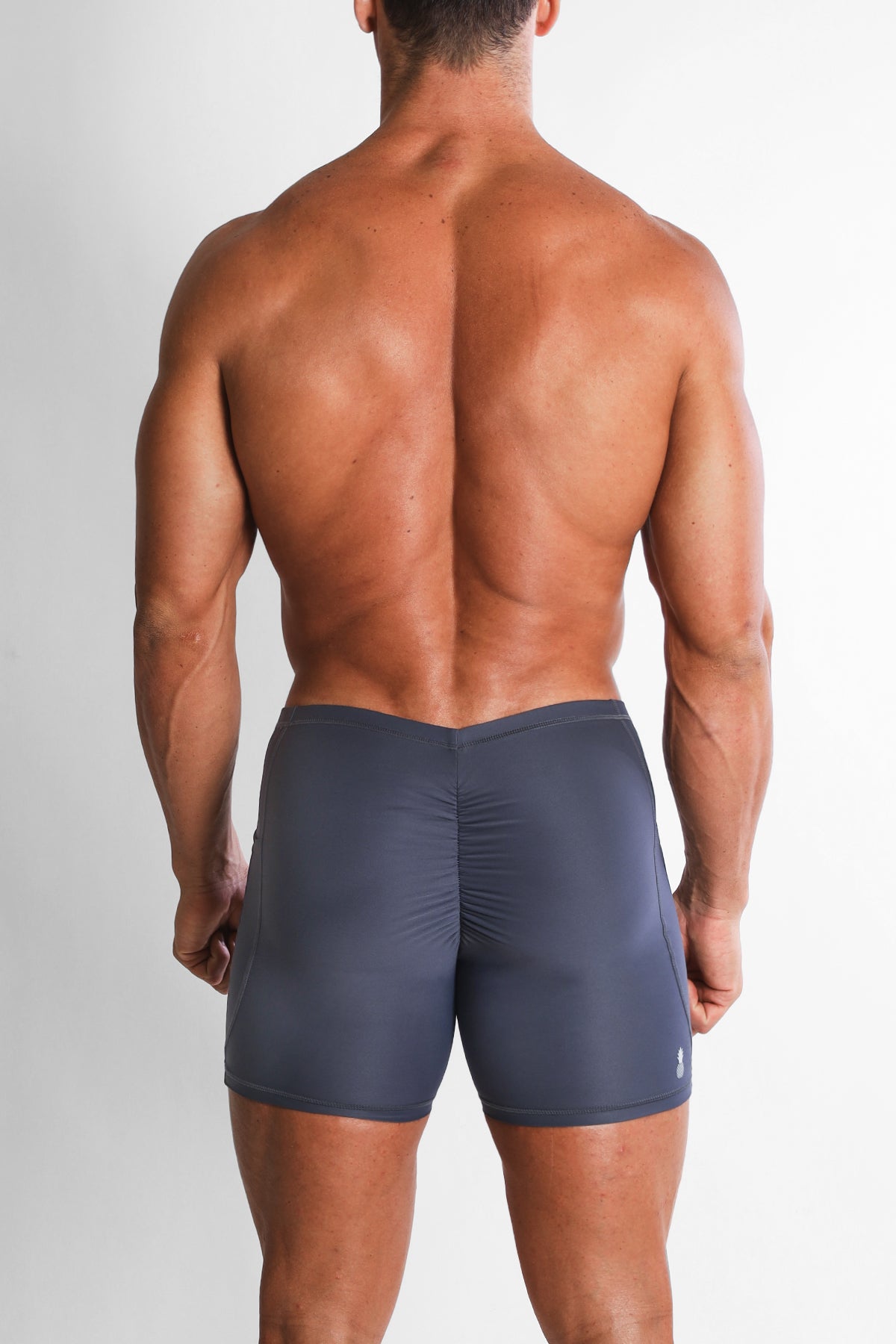 JJ Malibu Men's Lustrous Scrunch-Butt 4.5" Bike Shorts - Graphite