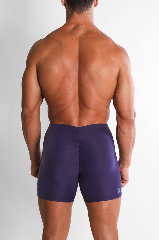JJ Malibu Men's Lustrous Scrunch-Butt 4.5" Bike Shorts - Sugar Plum