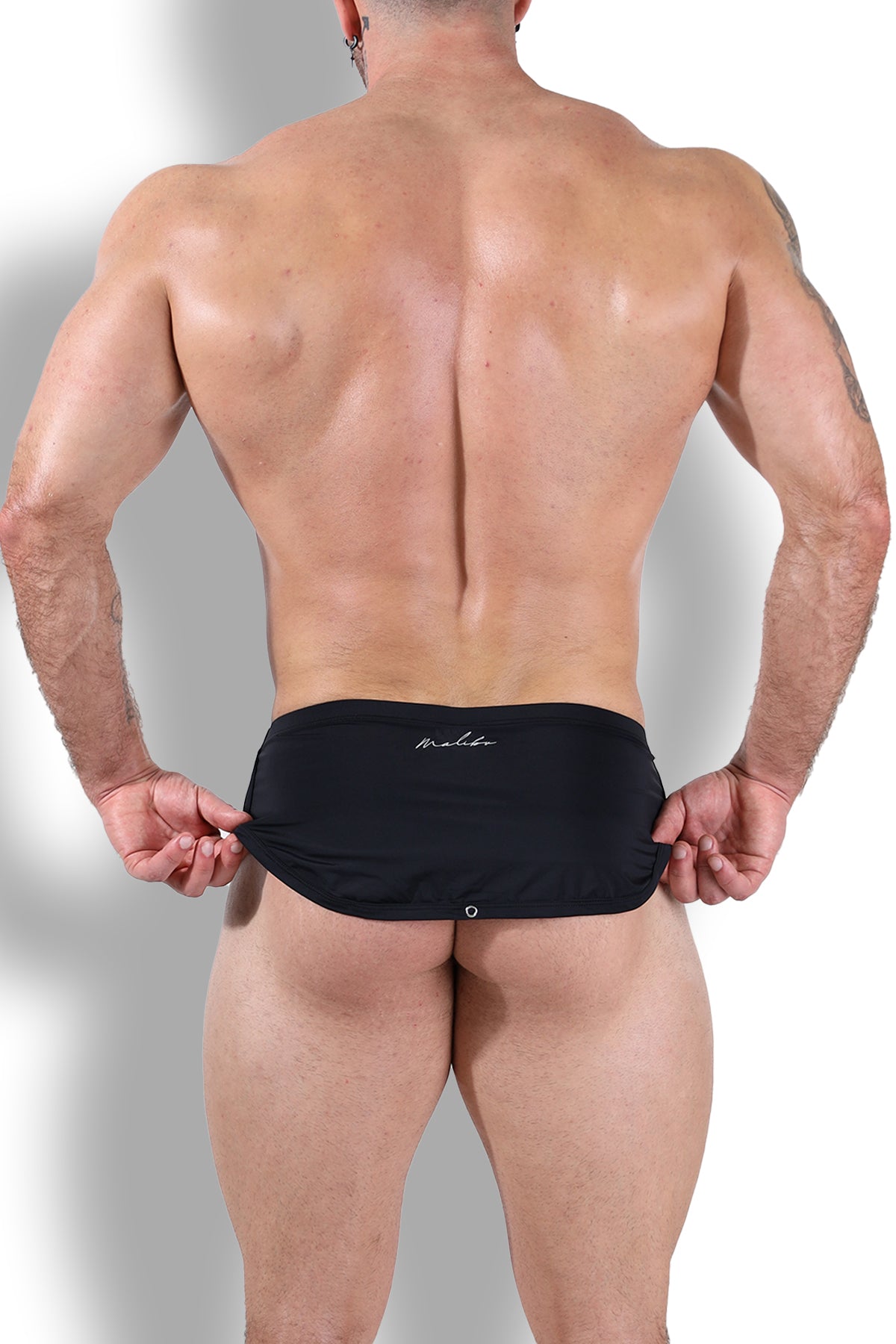 Short de sport 2-en-1 avec doublure string pour homme JJ Malibu - Noir minuit