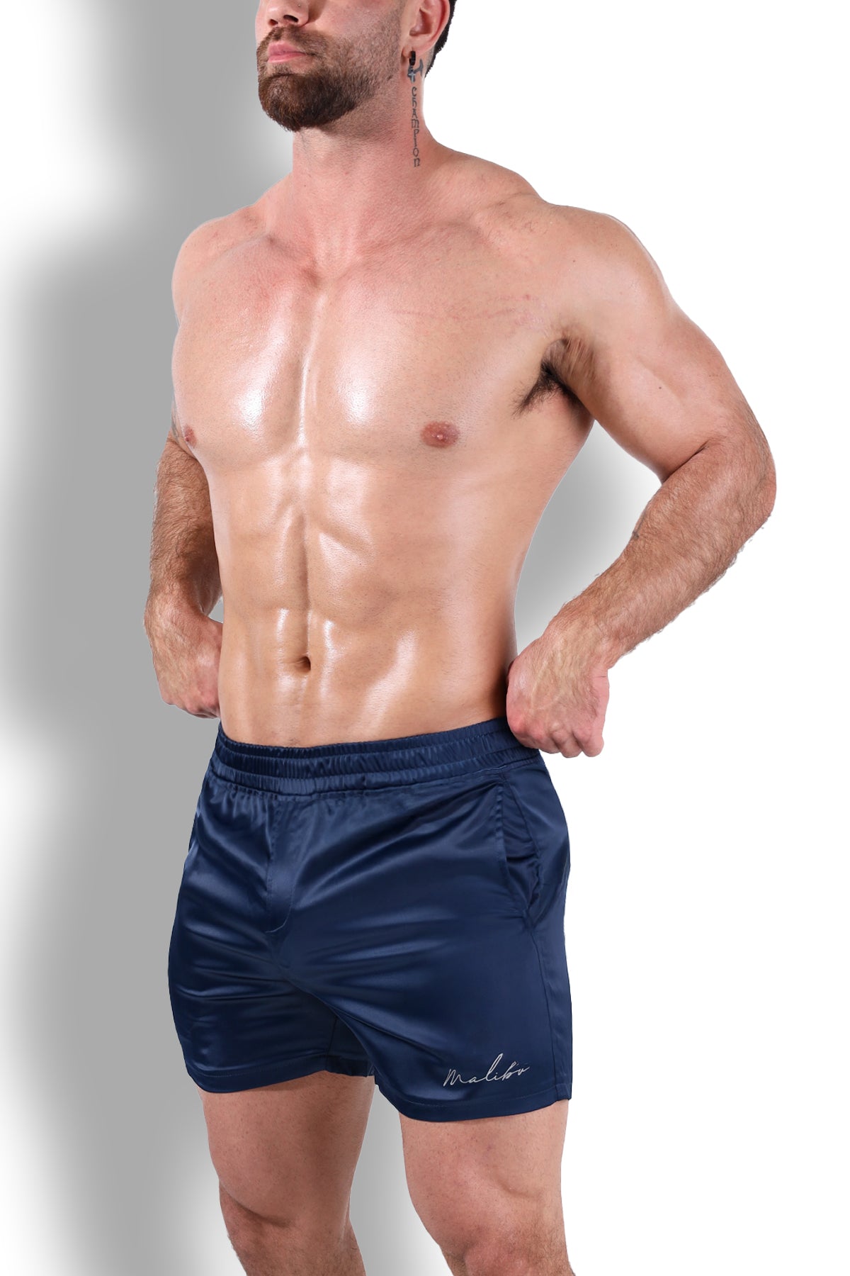 JJ Malibu Men's ShimmerFlex Active Shorts - Navy