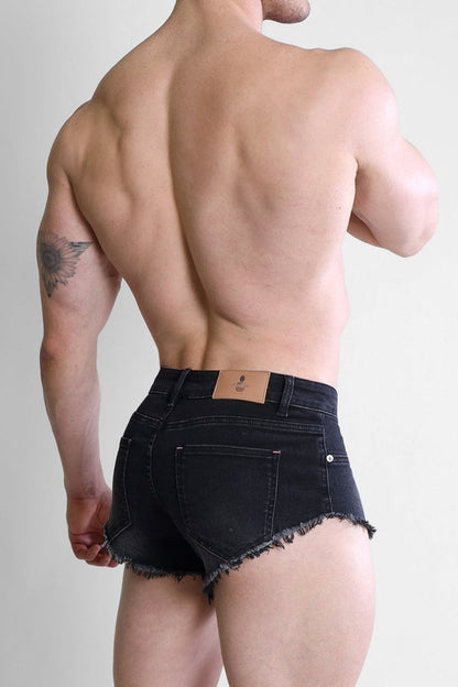 JJ Malibu Men's Cheeky Summer 2.5" Denim Brief Shorts - Black