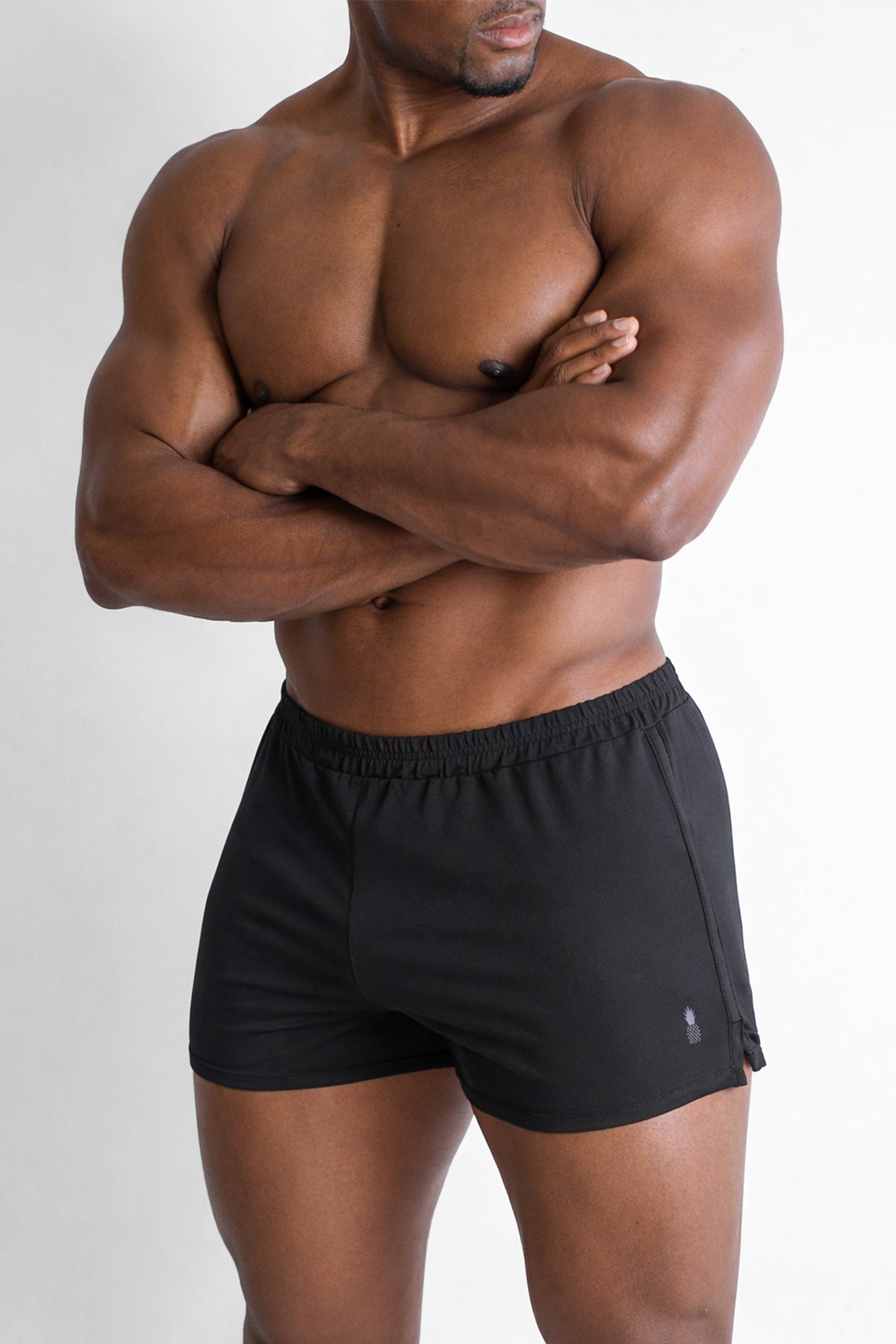 JJ Malibu Men's 2" Side Split Booty Shorts - Midnight Black