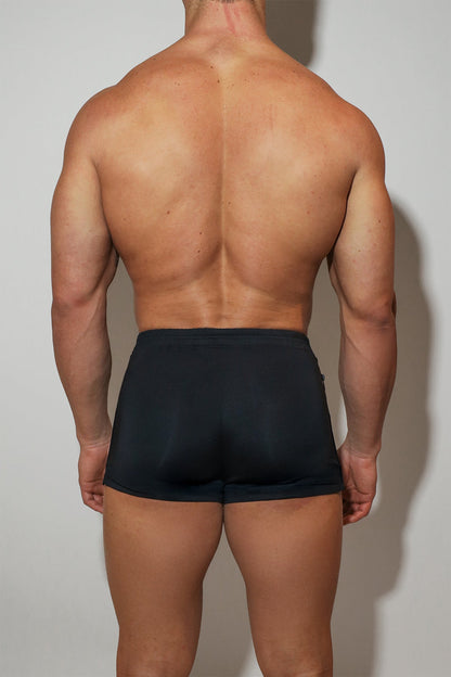 JJ Malibu Men's 2" Side Split Booty Shorts - Midnight Black