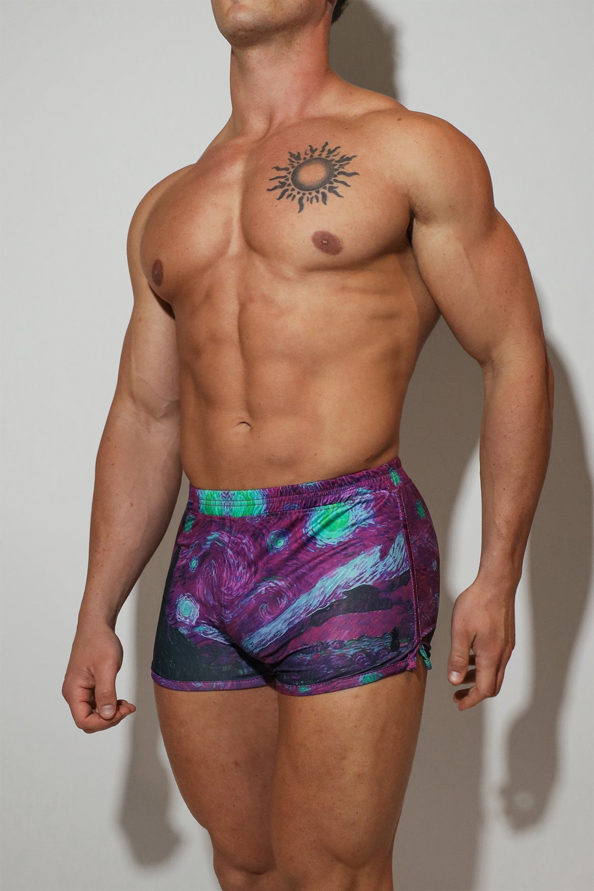 JJ Malibu Men's 2" Side Split Booty Shorts - Starry Night