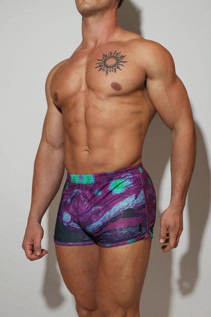 JJ Malibu Men's 2" Side Split Booty Shorts - Starry Night
