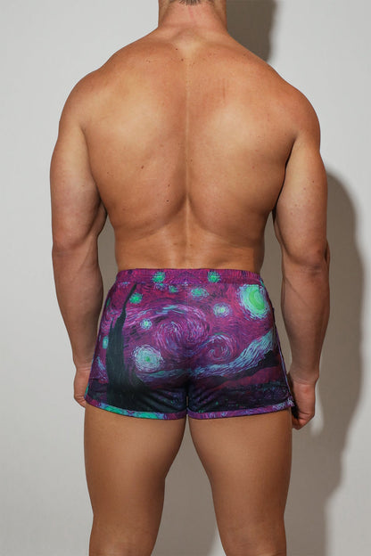 JJ Malibu Men's 2" Side Split Booty Shorts - Starry Night