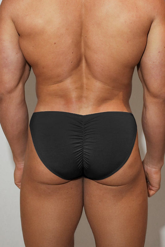 JJ Malibu Men's Premium Modal Scrunch-Back CHEEKY Brief - Noir