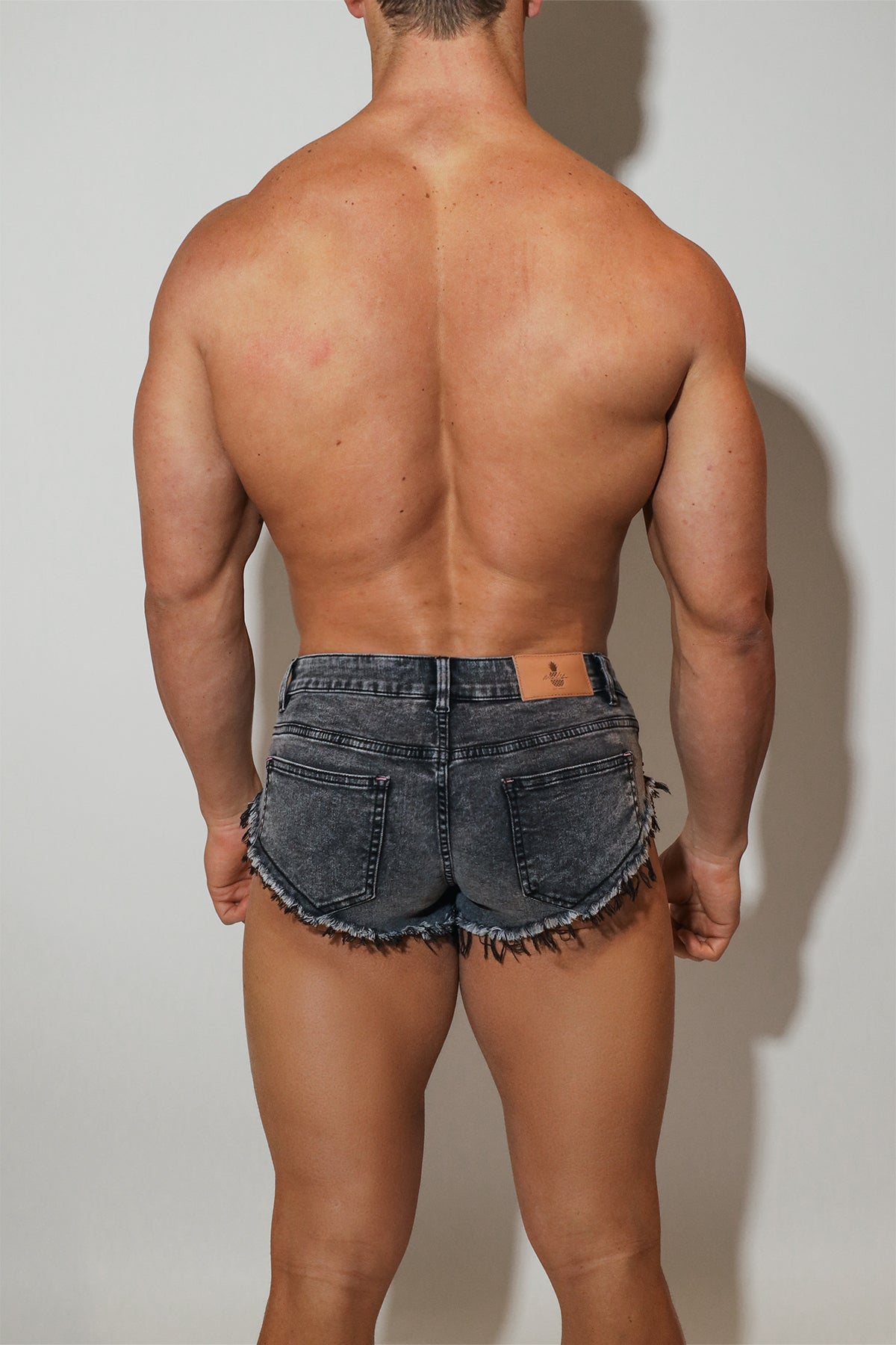 JJ Malibu Men's Vintage Washed Distressed Booty Shorts  - Noir