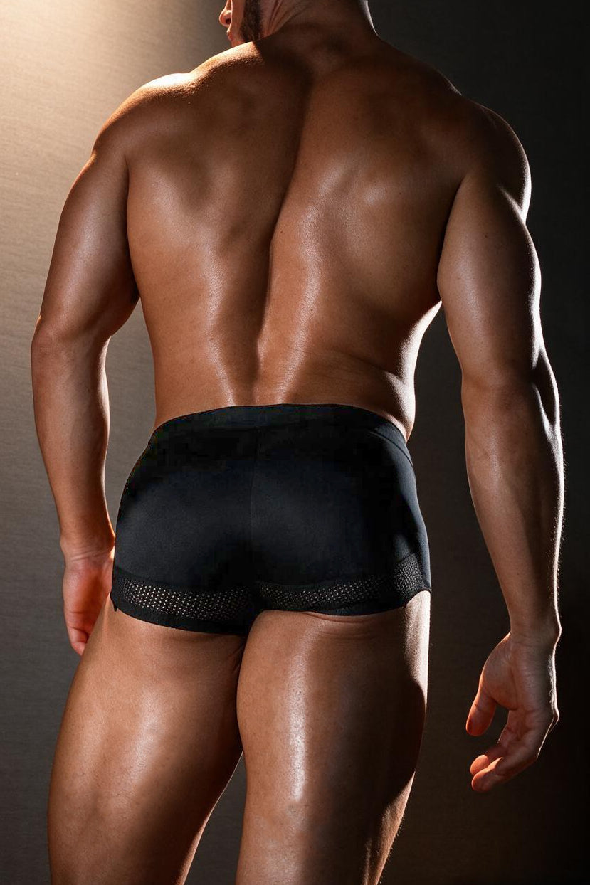 JJ Malibu Men's Enhanced Padded Butt Lift Boxers - Black