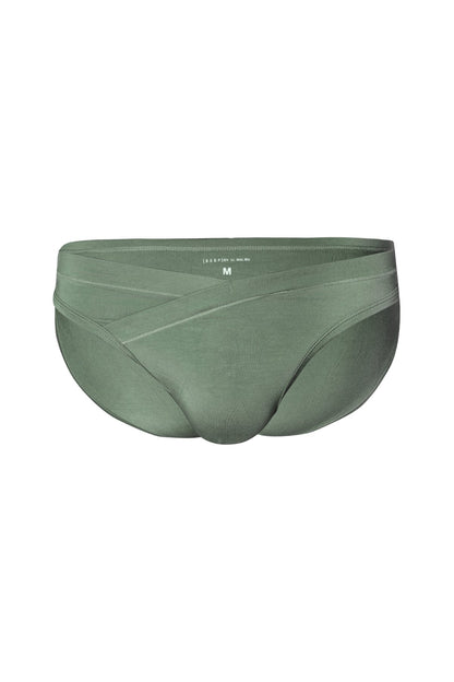 JJ Malibu Men's Soft Modal Criss-Cross Briefs - Charcoal Olive