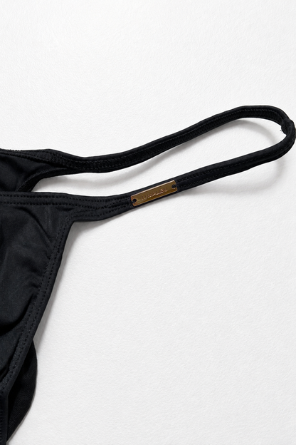 JJ Malibu Men's Strappy Little Swim Thong - Midnight Black
