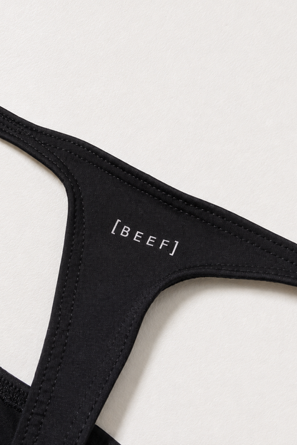 JJ Malibu Men's Strappy Little Swim Thong - Midnight Black