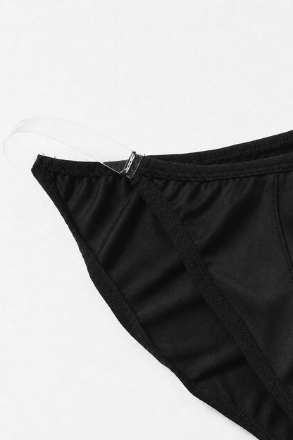 JJ Malibu Men's Clear Side Satin Briefs - Black Licorice