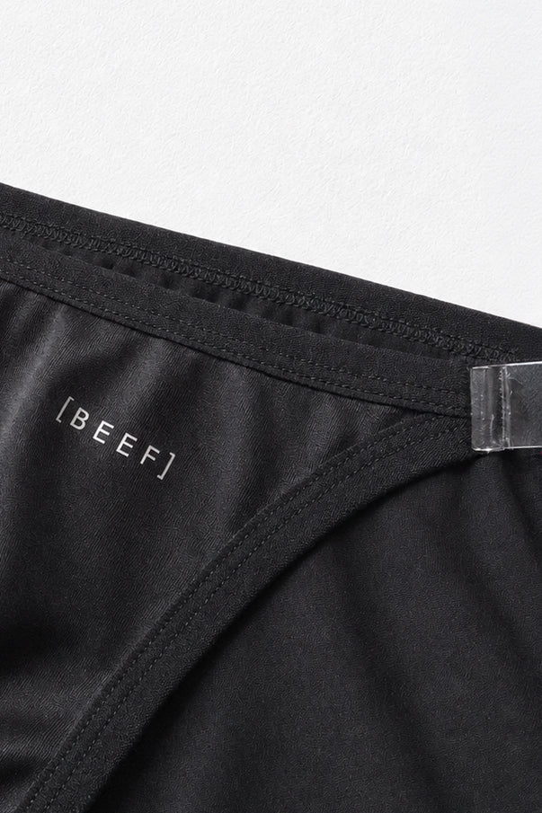 JJ Malibu Men's Clear Side Satin Briefs - Black Licorice