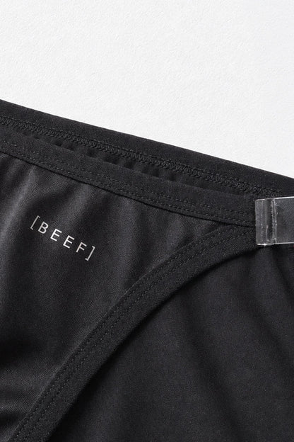 JJ Malibu Men's Clear Side Satin Briefs - Black Licorice