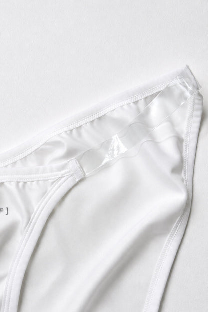 JJ Malibu Men's Clear Side Satin Briefs - Ivory