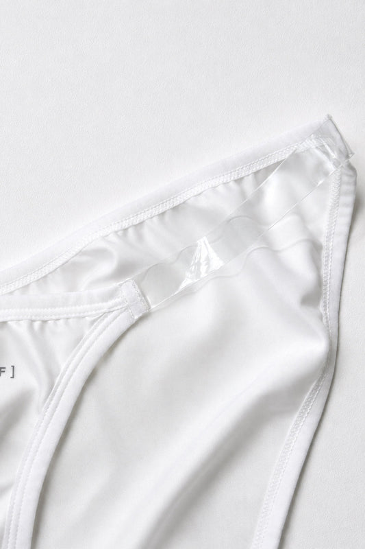 JJ Malibu Men's Clear Side Satin Briefs - Ivory