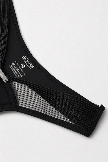 JJ Malibu Men's Lattice Side Mesh Thongs - Black Licorice