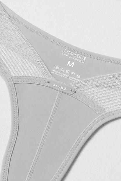 JJ Malibu Men's Lattice Side Mesh Thongs - Glacier Grey