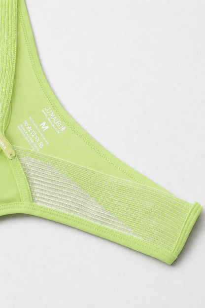 JJ Malibu Men's Lattice Side Mesh Thongs - Neon Yellow