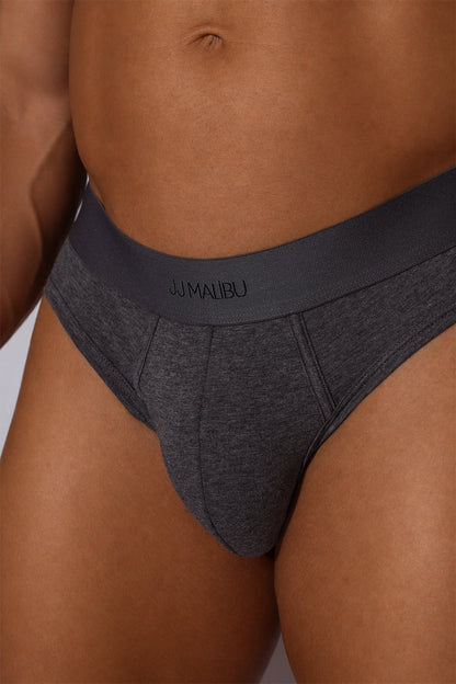 JJ Malibu Men's Original Cotton Briefs - Dark Heather Grey