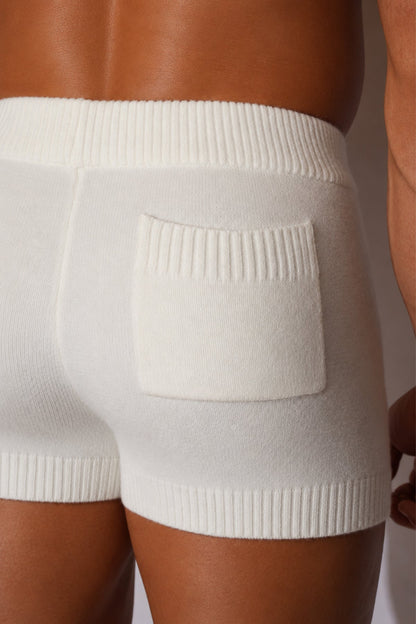 JJ Malibu Men's Plush Knit Babe Shorts - Polar White