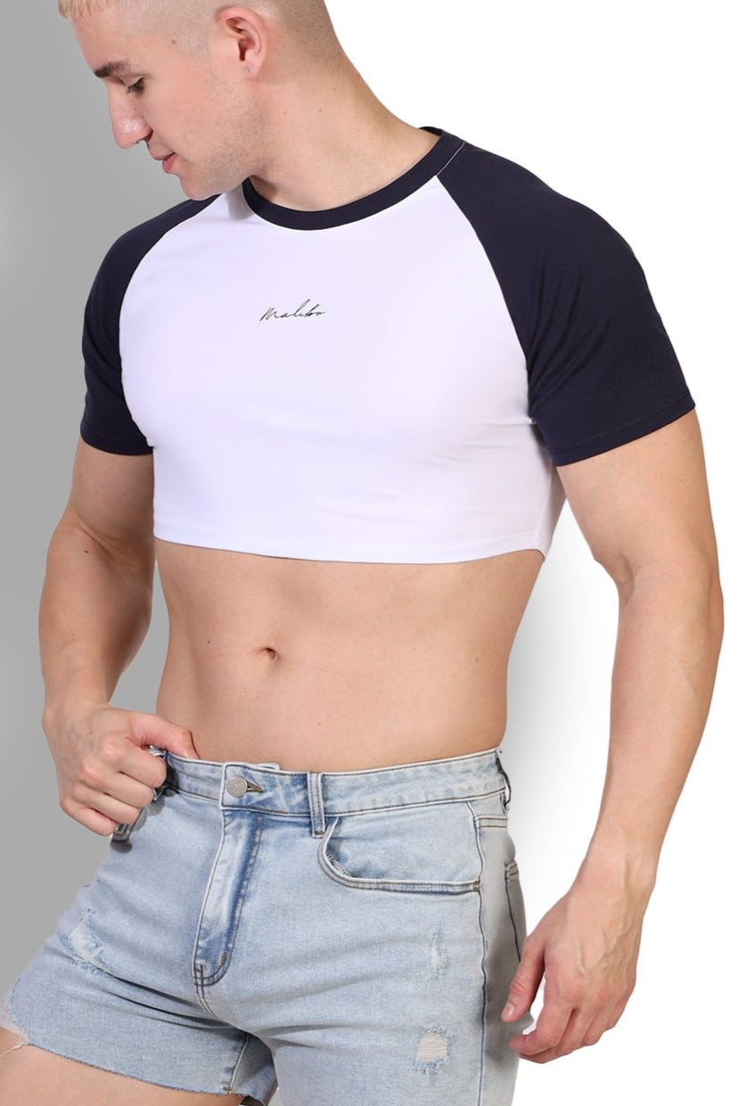 JJ Malibu Men's Muscle-Fit Crop Tee - Malibu Script