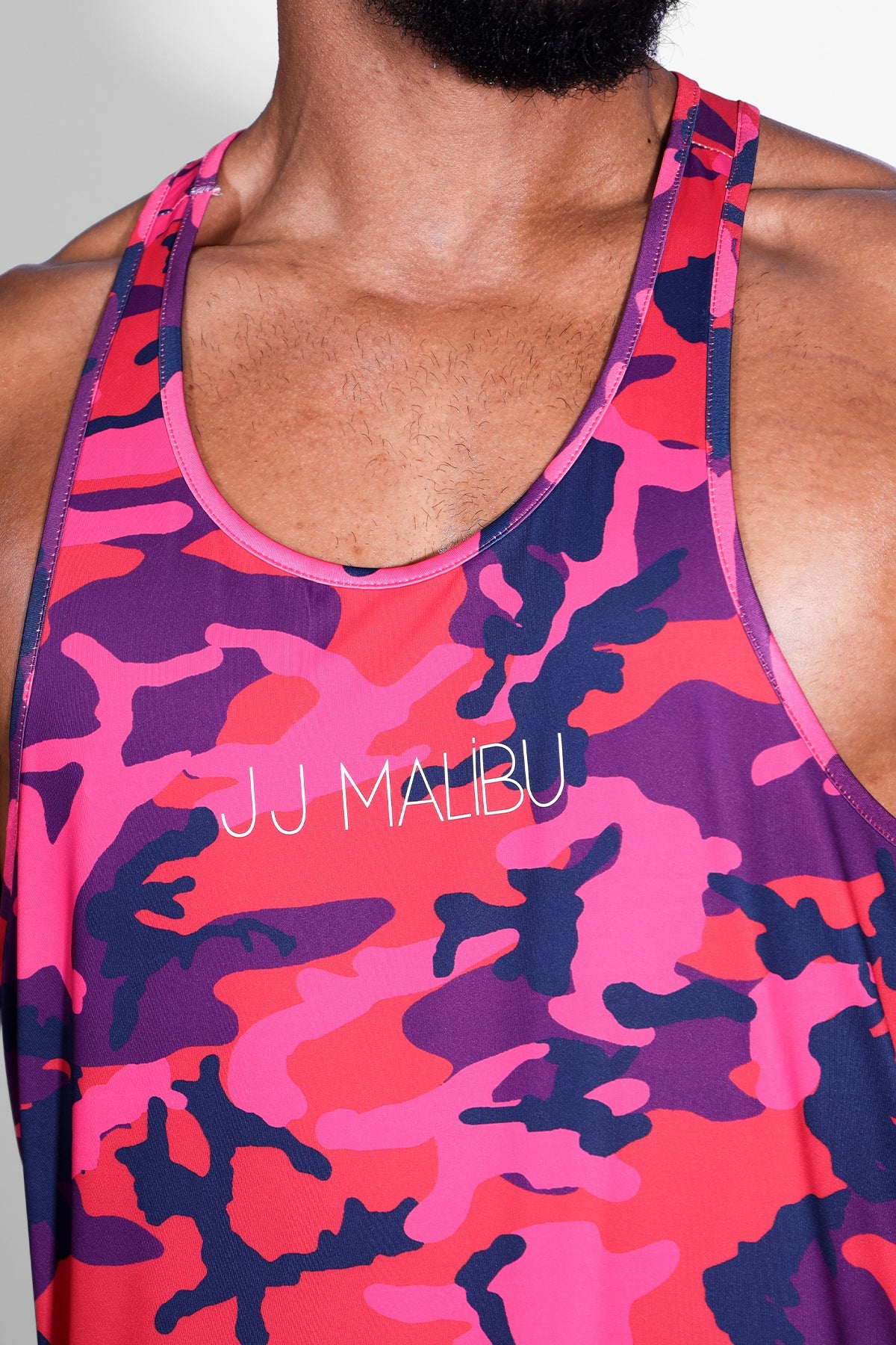 JJ Malibu Men's Feel-Me Scoop Bottom Tank - Purple Camo