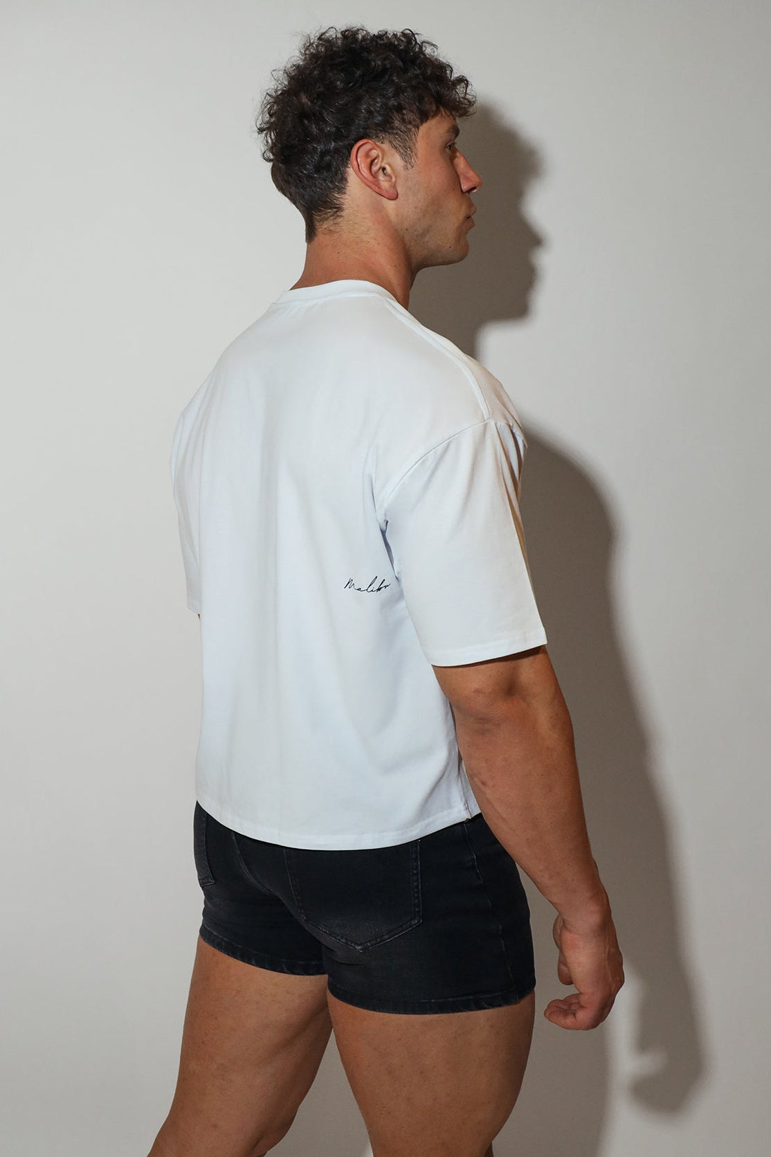 JJ Malibu Men's Oversized Relaxed Crop Top - Ivory