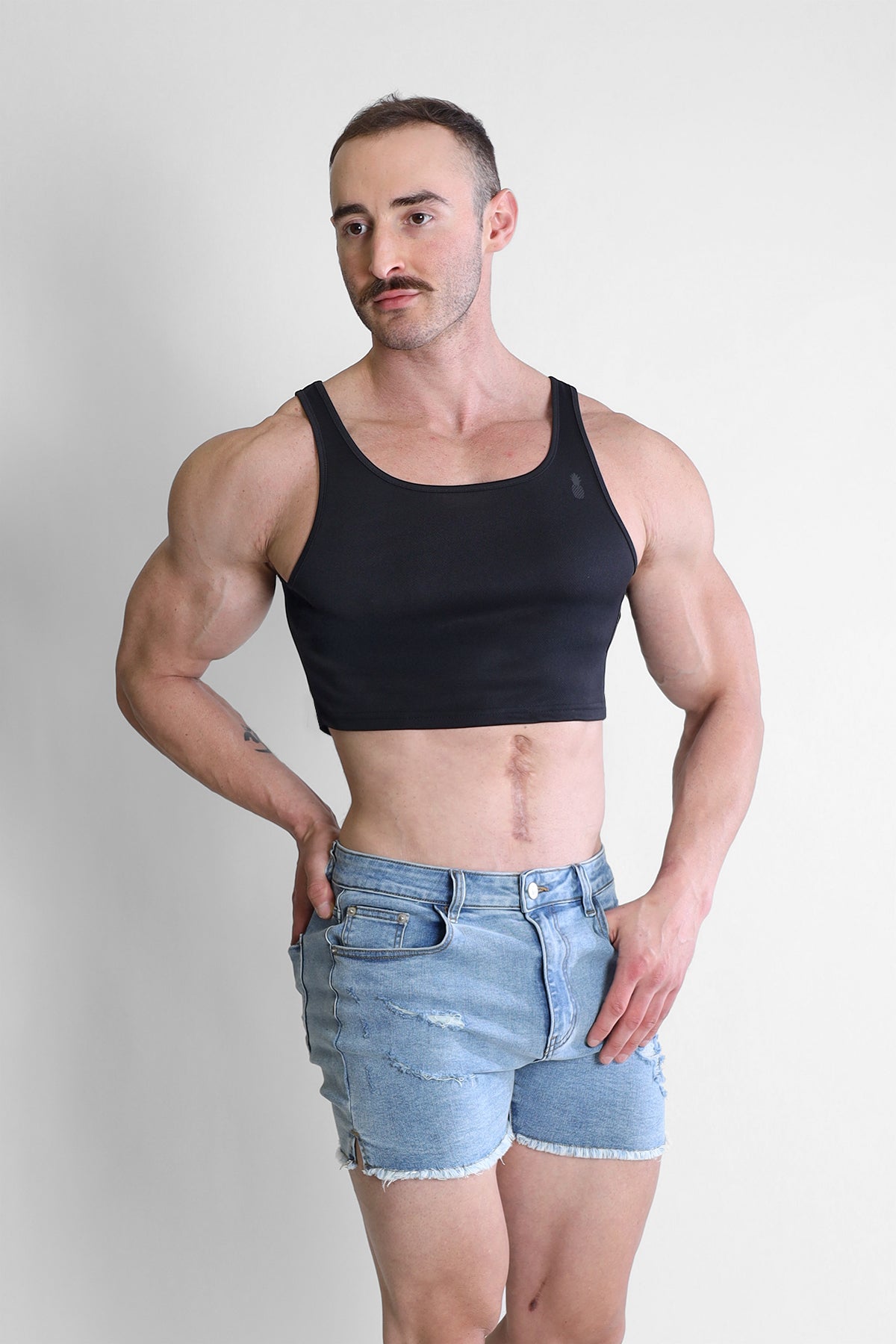 JJ Malibu Men's JJ Dry-Cool Crop Tank Top - Black