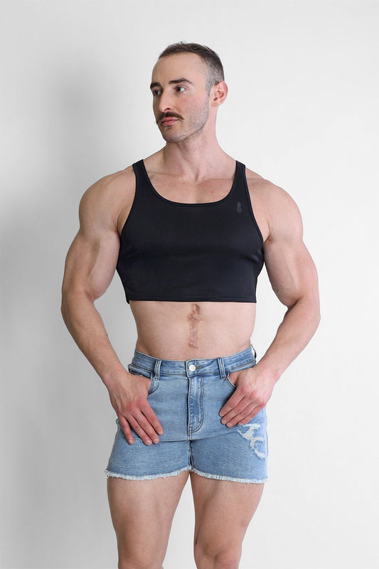 JJ Malibu Men's JJ Dry-Cool Crop Tank Top - Black