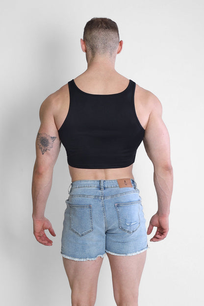 JJ Malibu Men's JJ Dry-Cool Crop Tank Top - Black
