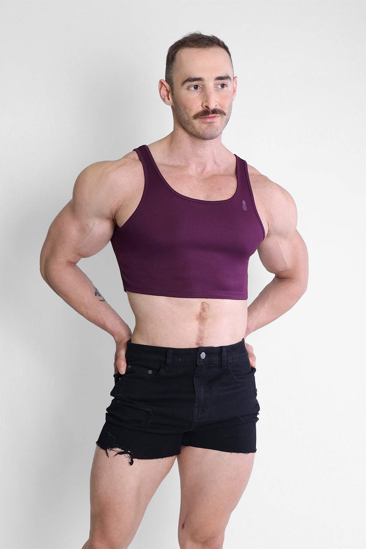 JJ Malibu Men's JJ Dry-Cool Crop Tank Top- Purple