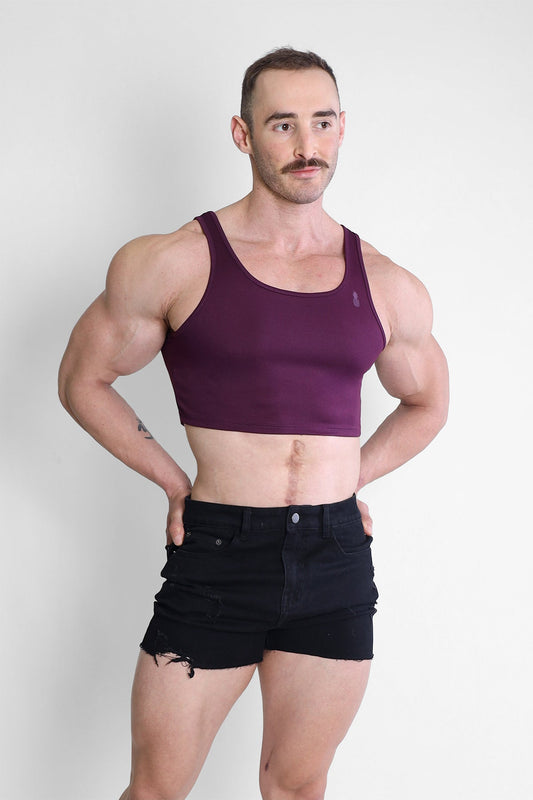 JJ Malibu Men's JJ Dry-Cool Crop Tank Top- Purple
