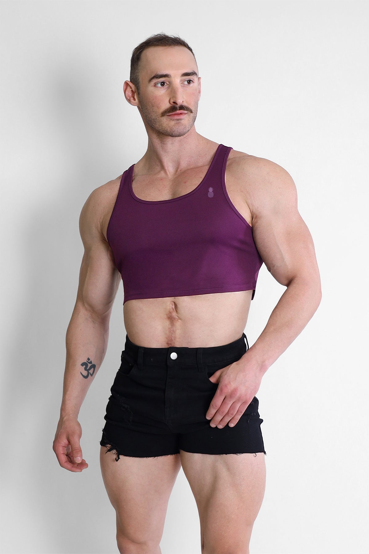 JJ Malibu Men's JJ Dry-Cool Crop Tank Top- Purple