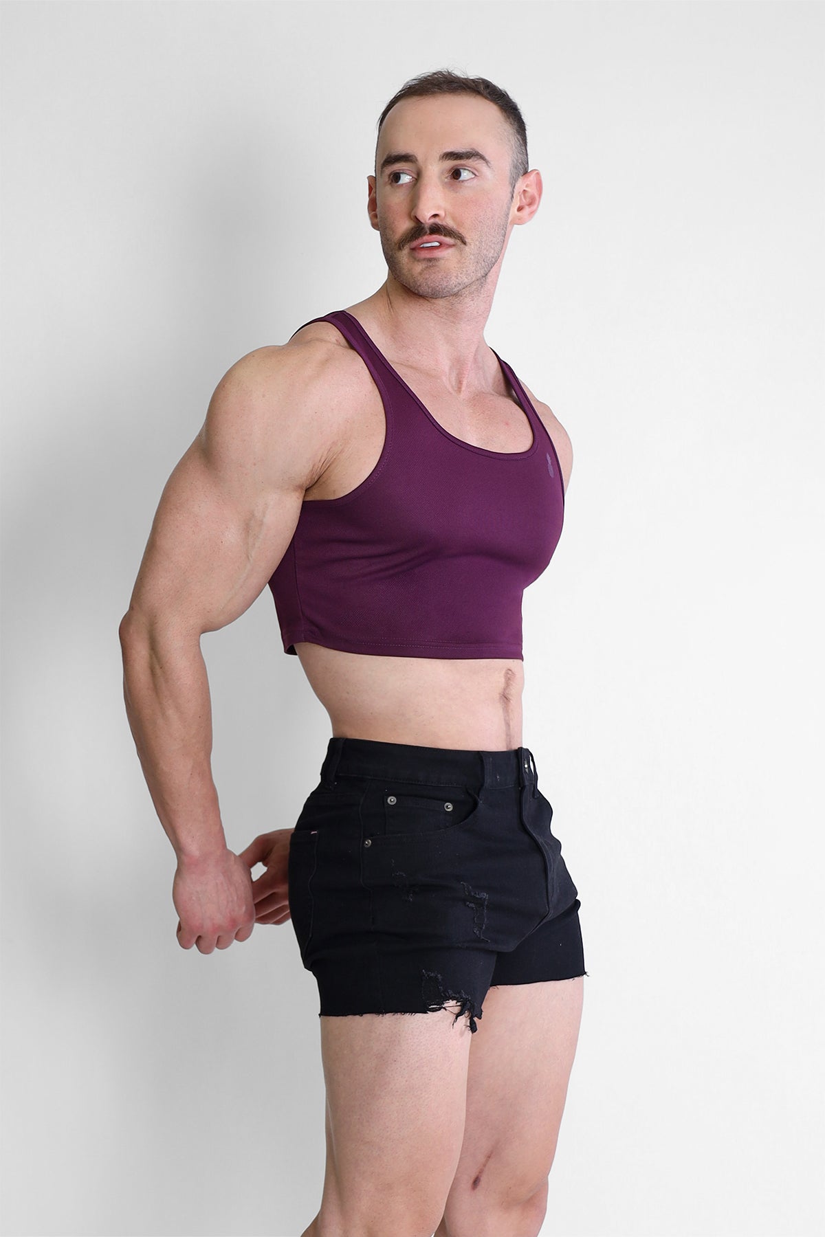 JJ Malibu Men's JJ Dry-Cool Crop Tank Top- Purple