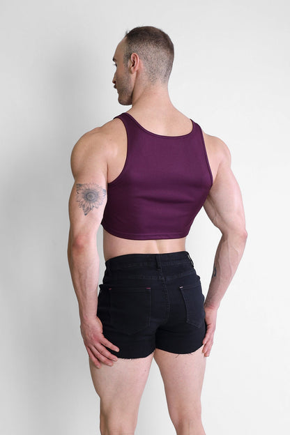 JJ Malibu Men's JJ Dry-Cool Crop Tank Top- Purple