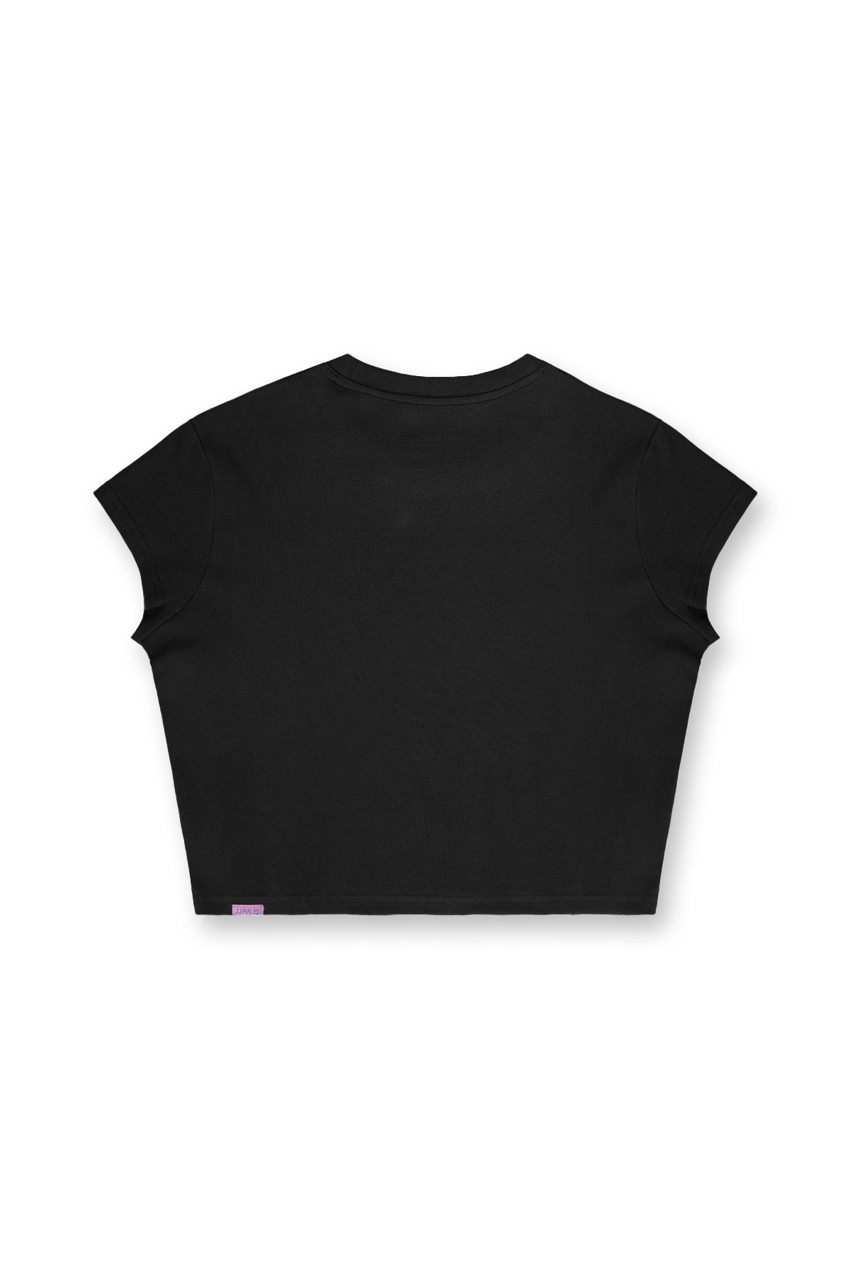 JJ Malibu Men's Cap Sleeve Rib Knit Crop Top - Black
