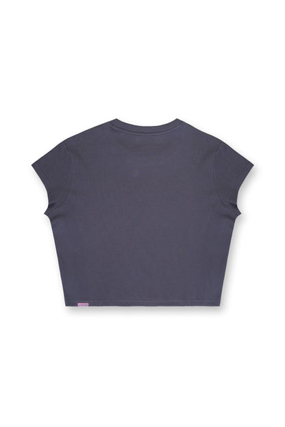 JJ Malibu Men's Cap Sleeve Rib Knit Crop Top - Storm Grey