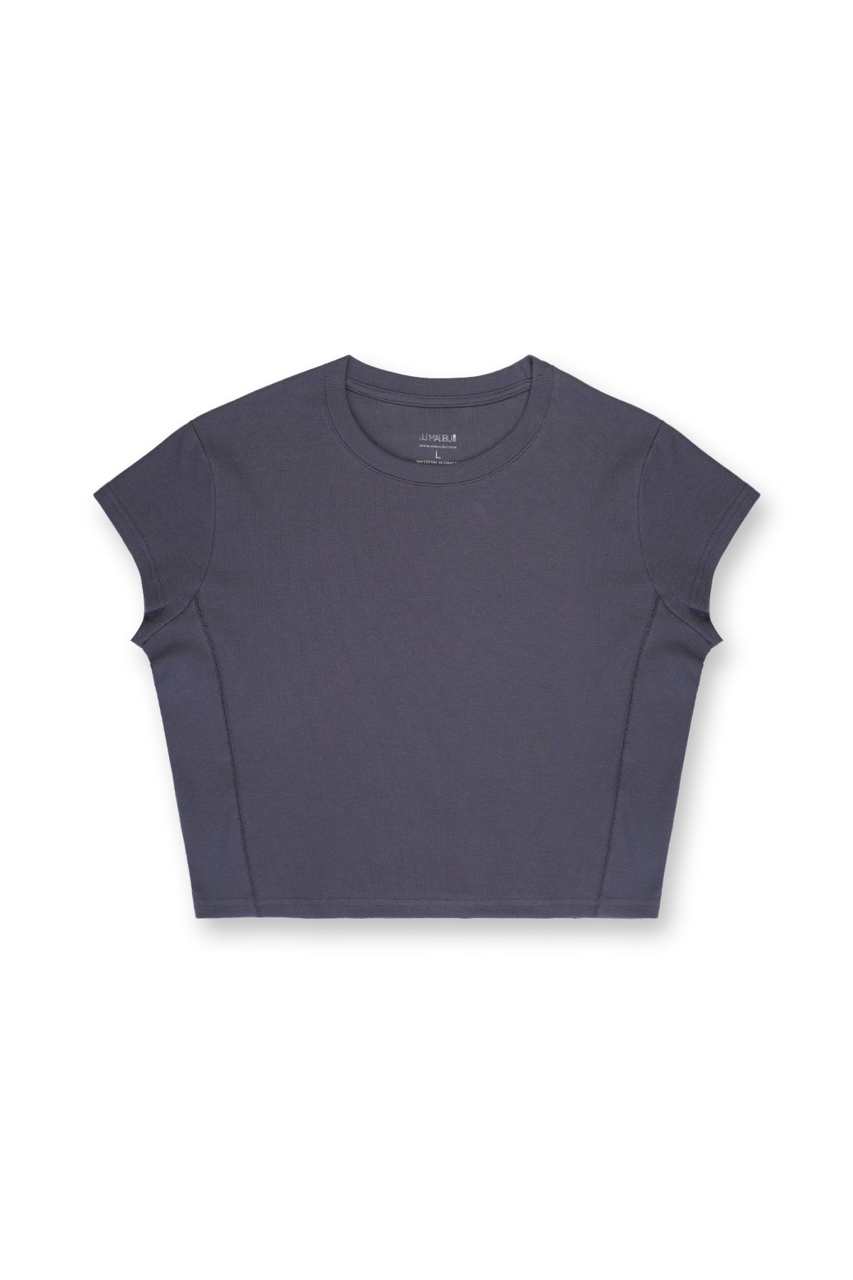 JJ Malibu Men's Cap Sleeve Rib Knit Crop Top - Storm Grey