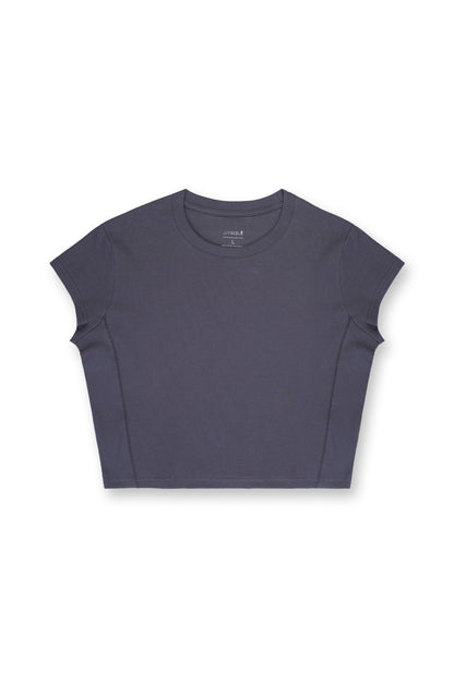 JJ Malibu Men's Cap Sleeve Rib Knit Crop Top - Storm Grey