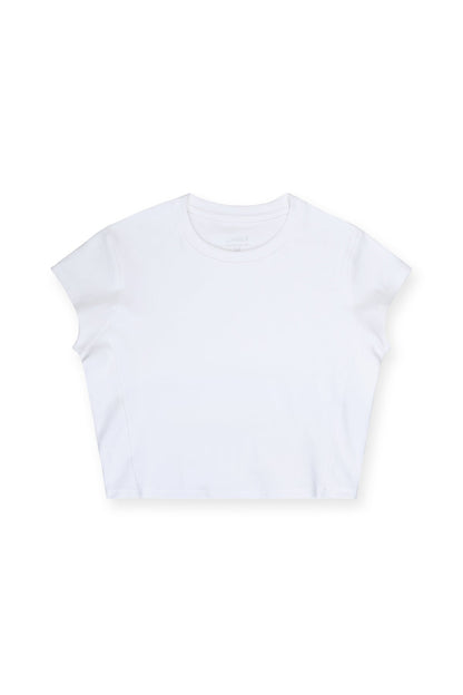 JJ Malibu Men's Cap Sleeve Rib Knit Crop Top - Ivory