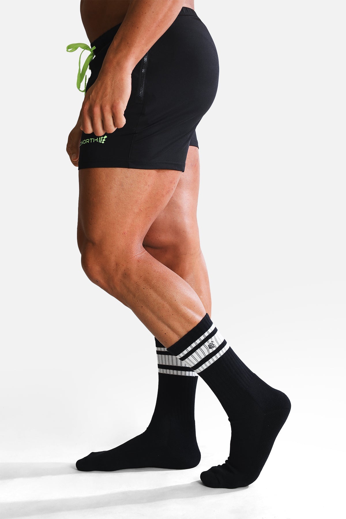 Jed North Men's Striped Crew Socks - Black