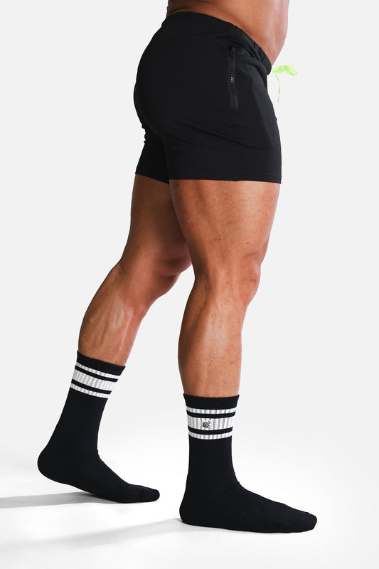 Jed North Men's Striped Crew Socks - Black