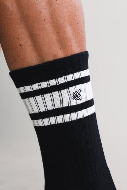 Jed North Men's Striped Crew Socks - Black