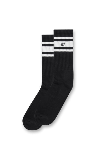 Jed North Men's Striped Crew Socks - Black