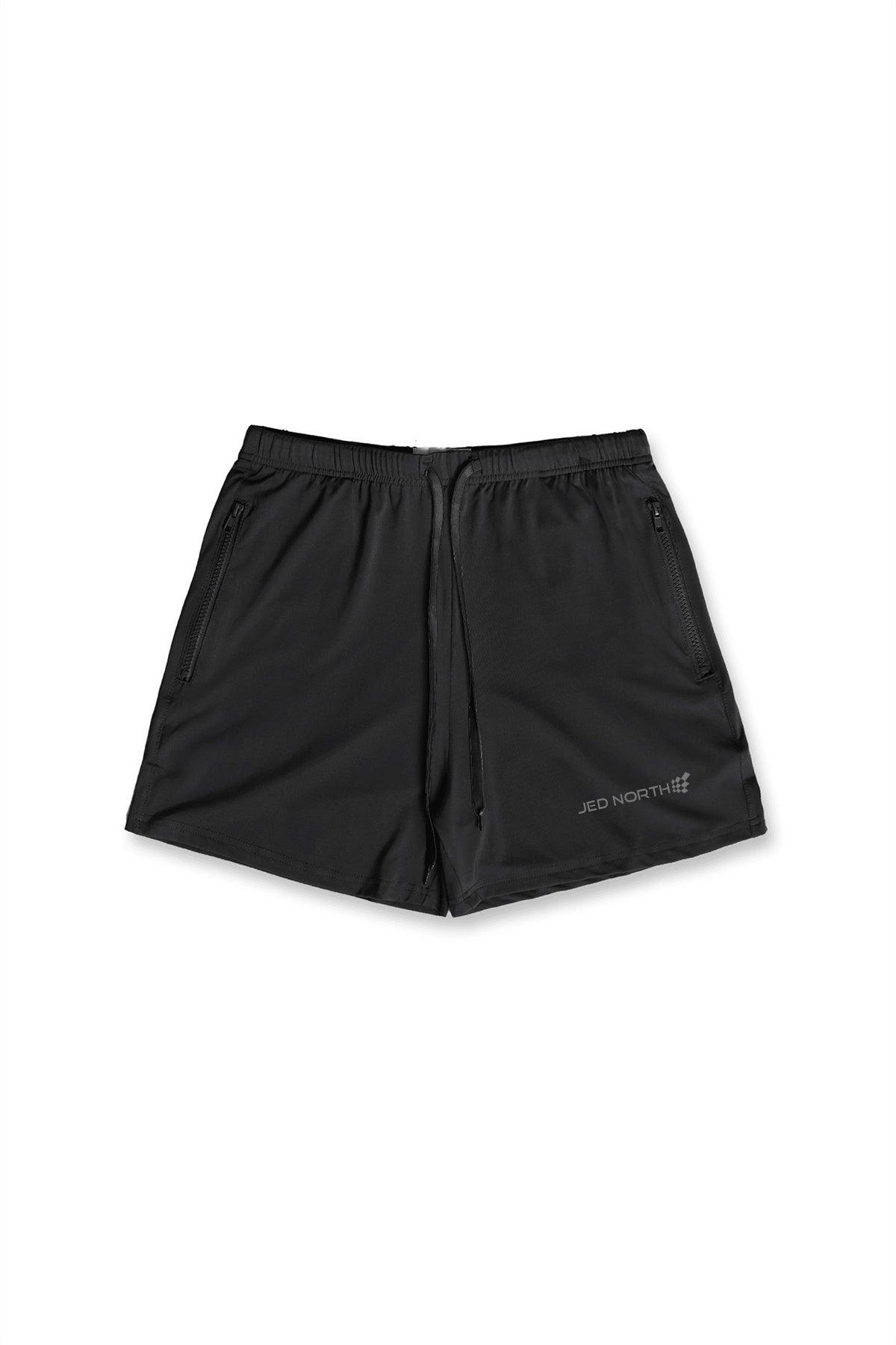 Jed North Men's Agile Bodybuilding 4'' Shorts w Zipper Pockets - Noir