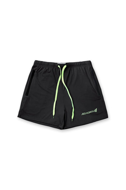 Jed North Men's Agile Bodybuilding 4'' Shorts w Zipper Pockets - Black