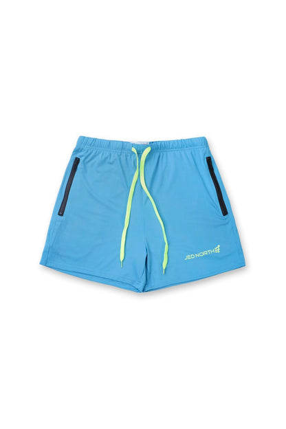 Jed North Men's Agile Bodybuilding 4'' Shorts w Zipper Pockets - Aqua Blue